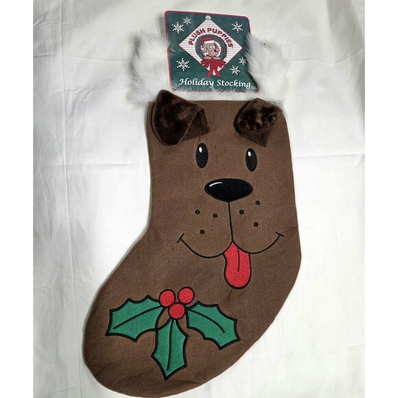 Kyjen Plush Puppies Dog Holiday Stocking Mistletoe NWT - Picture 1 of 4